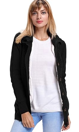 cable knit hooded cardigans for women size